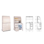 Kuchynka s drezom, batériou a chladničkou ľavá, 100x189,1x60 cm, dub/dub